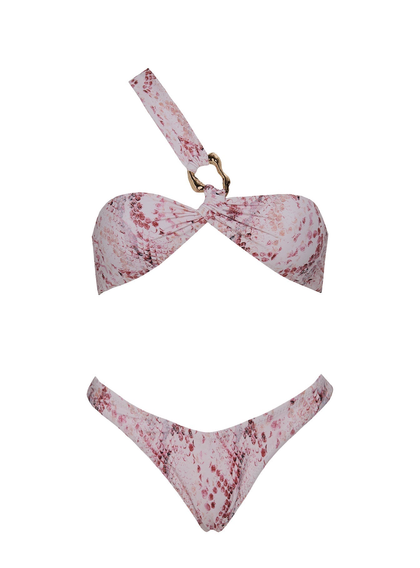 Taratina Hardware Bandeau Bikini Top Pink Snake
