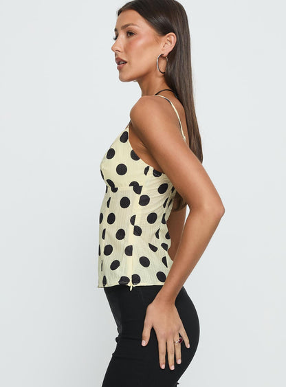 I Know Love Cami Top Yellow Polka