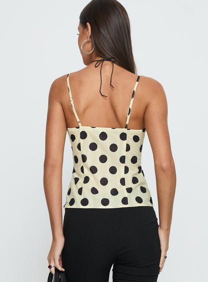 I Know Love Cami Top Yellow Polka