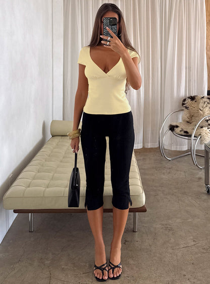Baseline Cross Over Cap Sleeve Top Yellow