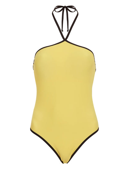 Ila Halter One Piece Bikini Yellow / Brown