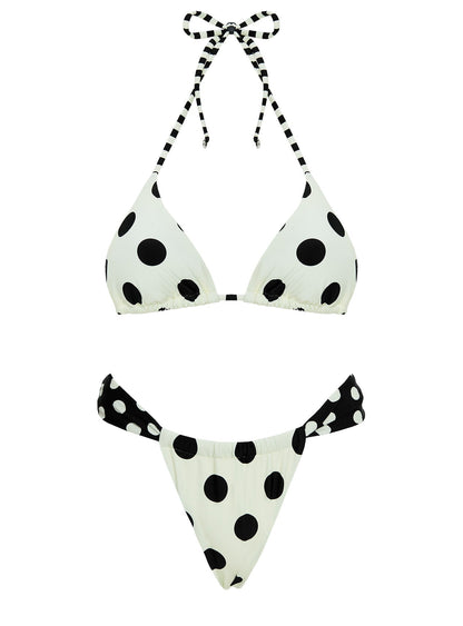 Jenner Triangle Bikini Top Cream / Polka Dot